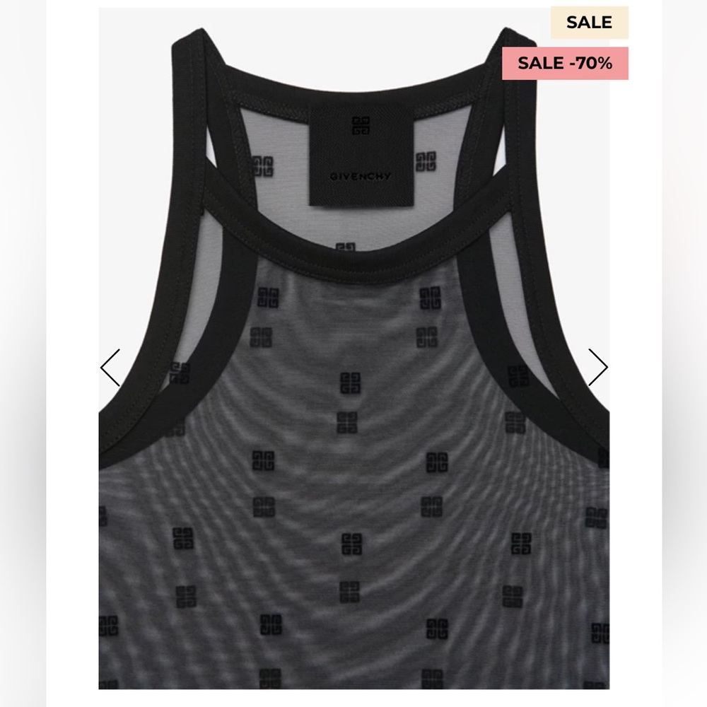 GIVENCHY BLACK FITTED TOP IN 4G PLUMETIS PRINTED SHEER TULLE SIZE S - Picture 2 of 6